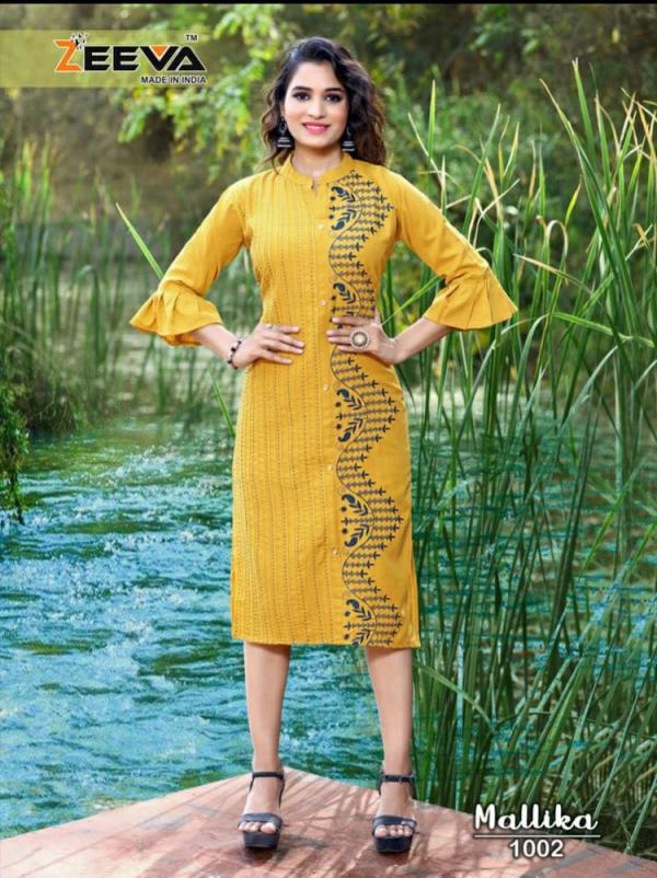 Zeeva Mallika Rayon Designer Kurti Collection